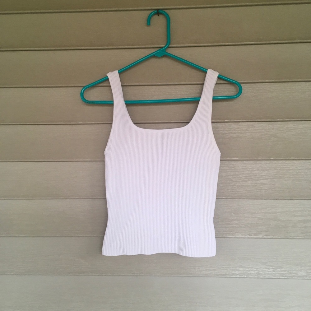 Babaton Sculpt Knit Squareneck Tank S | Matte Pearl